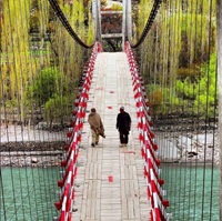 A suspension bridge in Mehdiabad Kharmang Valley Skardu Baltistan - Pakistan